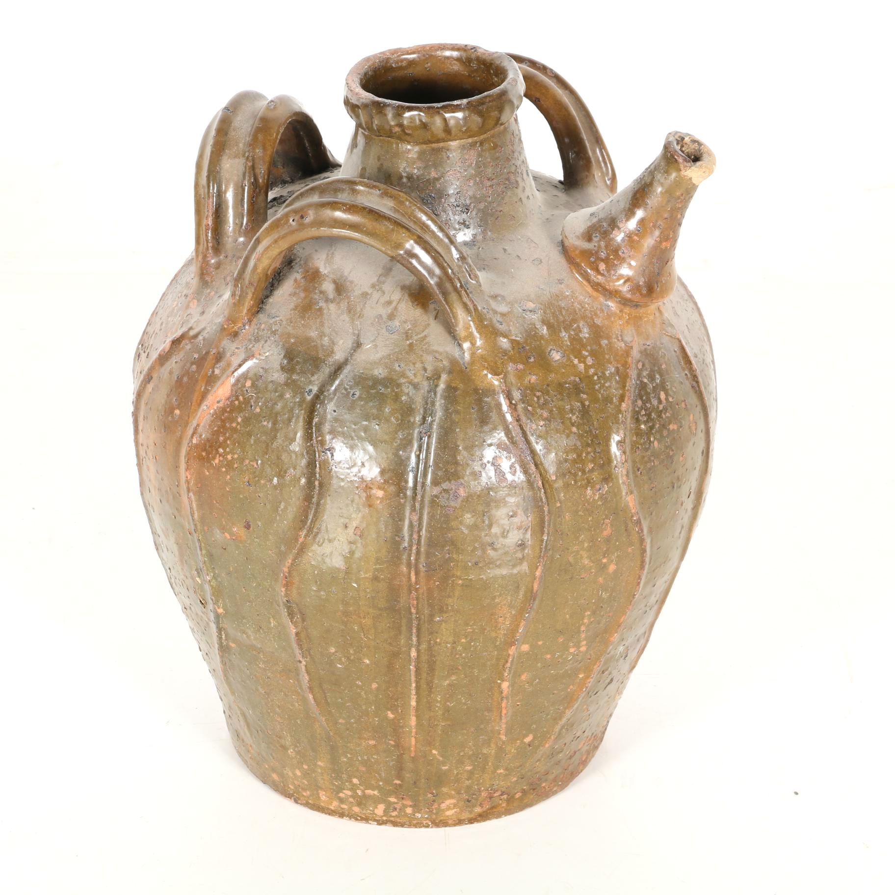 Vintage Hand Thrown Stoneware Walnut Oil Jar