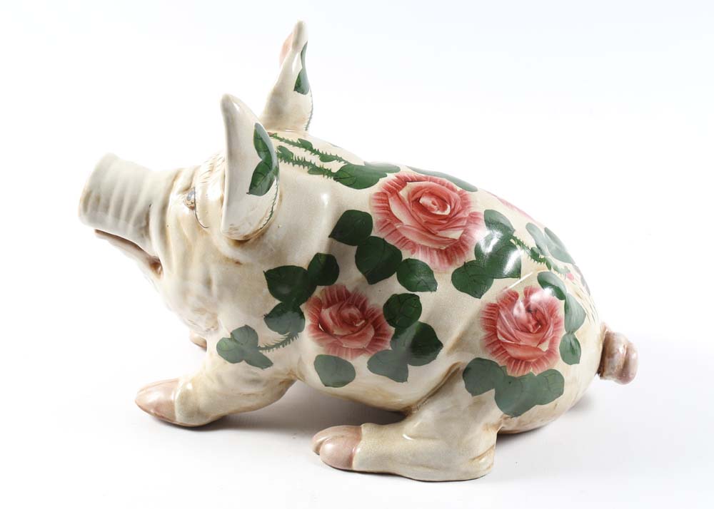 Ceramic Floral Painted PIg