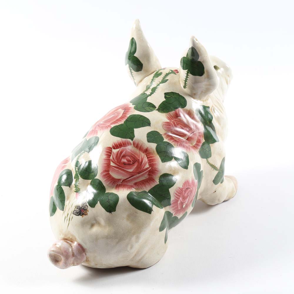 Ceramic Floral Painted PIg