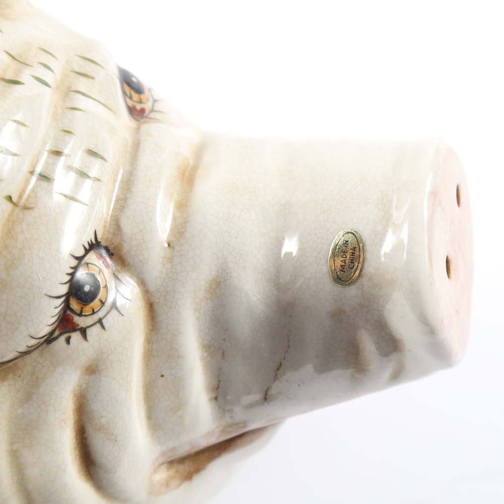 Ceramic Floral Painted PIg