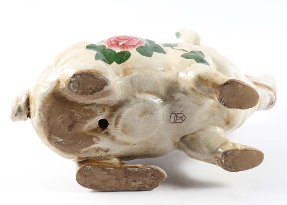 Ceramic Floral Painted PIg