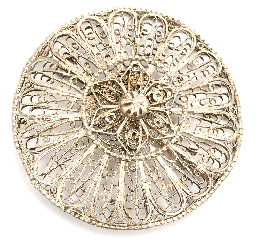 Sterling Silver Filigree Bracelet and Two Pins