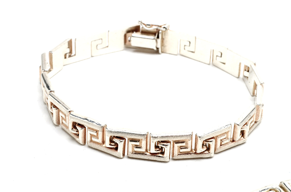 Sterling Silver Greek Key Necklace and Bracelet