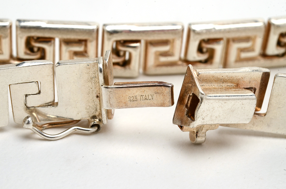 Sterling Silver Greek Key Necklace and Bracelet