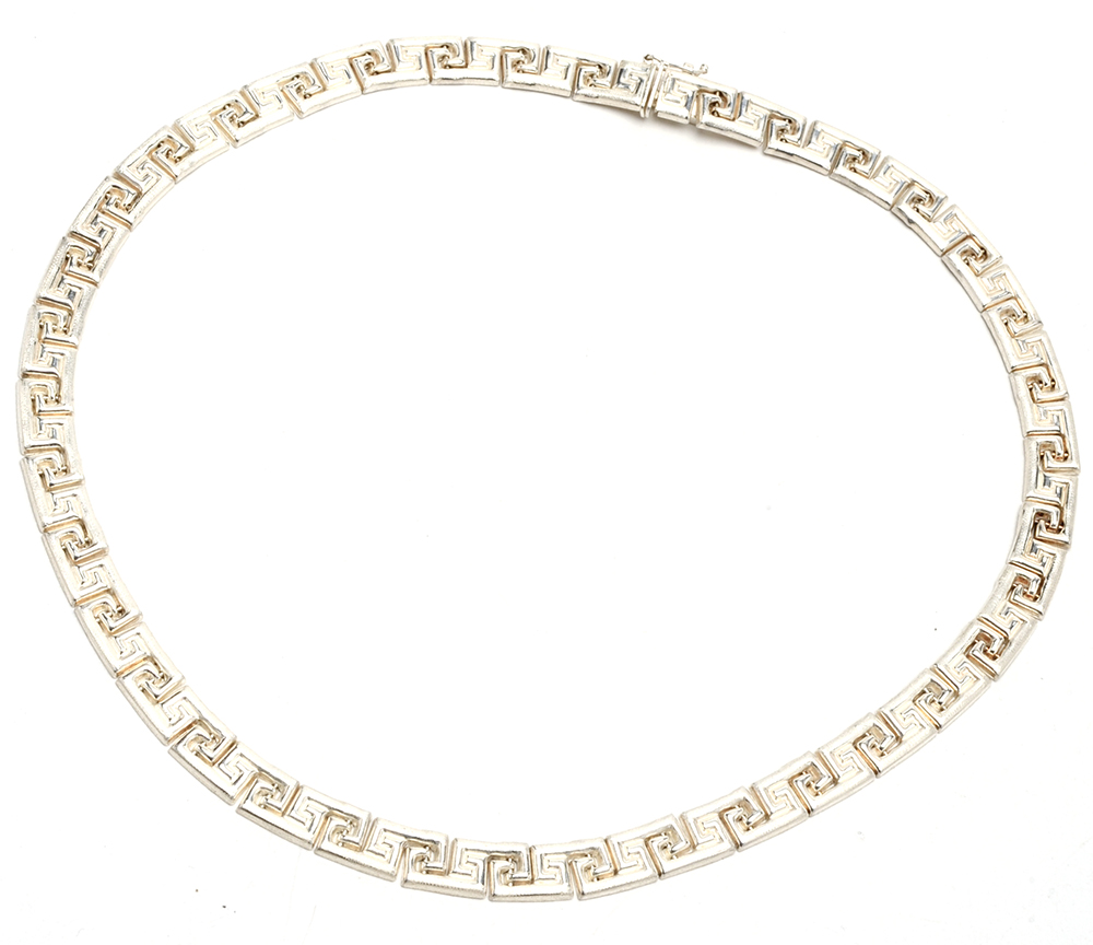 Sterling Silver Greek Key Necklace and Bracelet