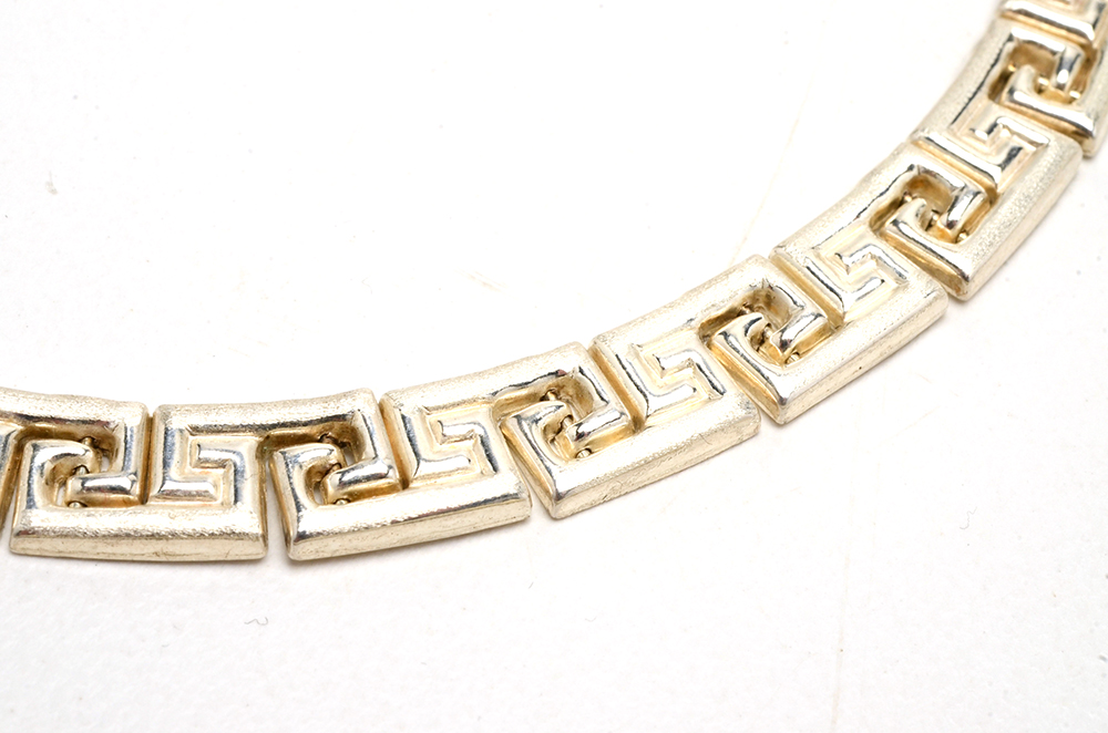 Sterling Silver Greek Key Necklace and Bracelet