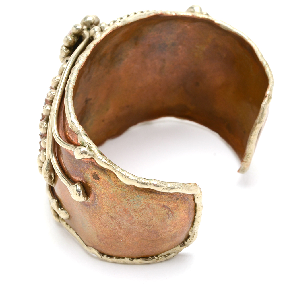 Handmade Two Tone Cuff Bracelet with Sodalite