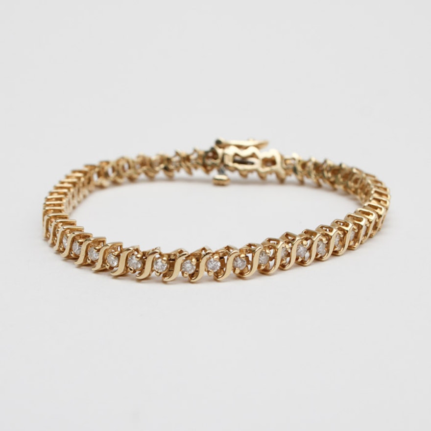 14K Yellow Gold 1.96 CTW Diamond Tennis Bracelet