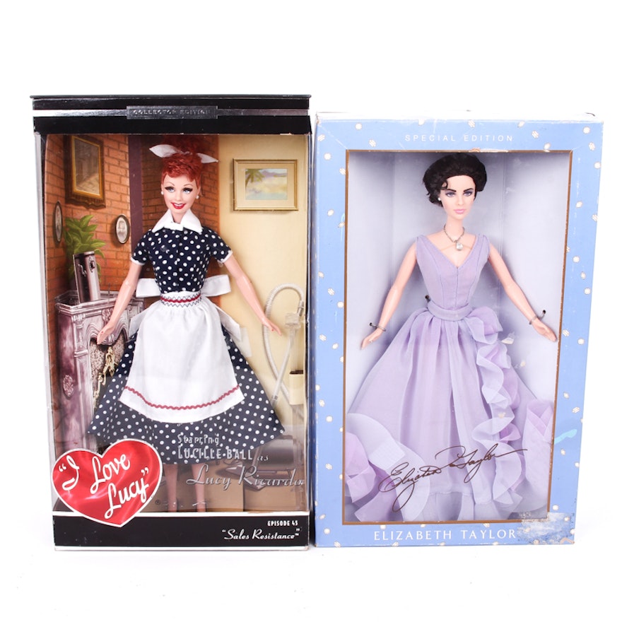 Mattel "I Love Lucy" Lucille Ball and "White Diamonds" Elizabeth Taylor Dolls