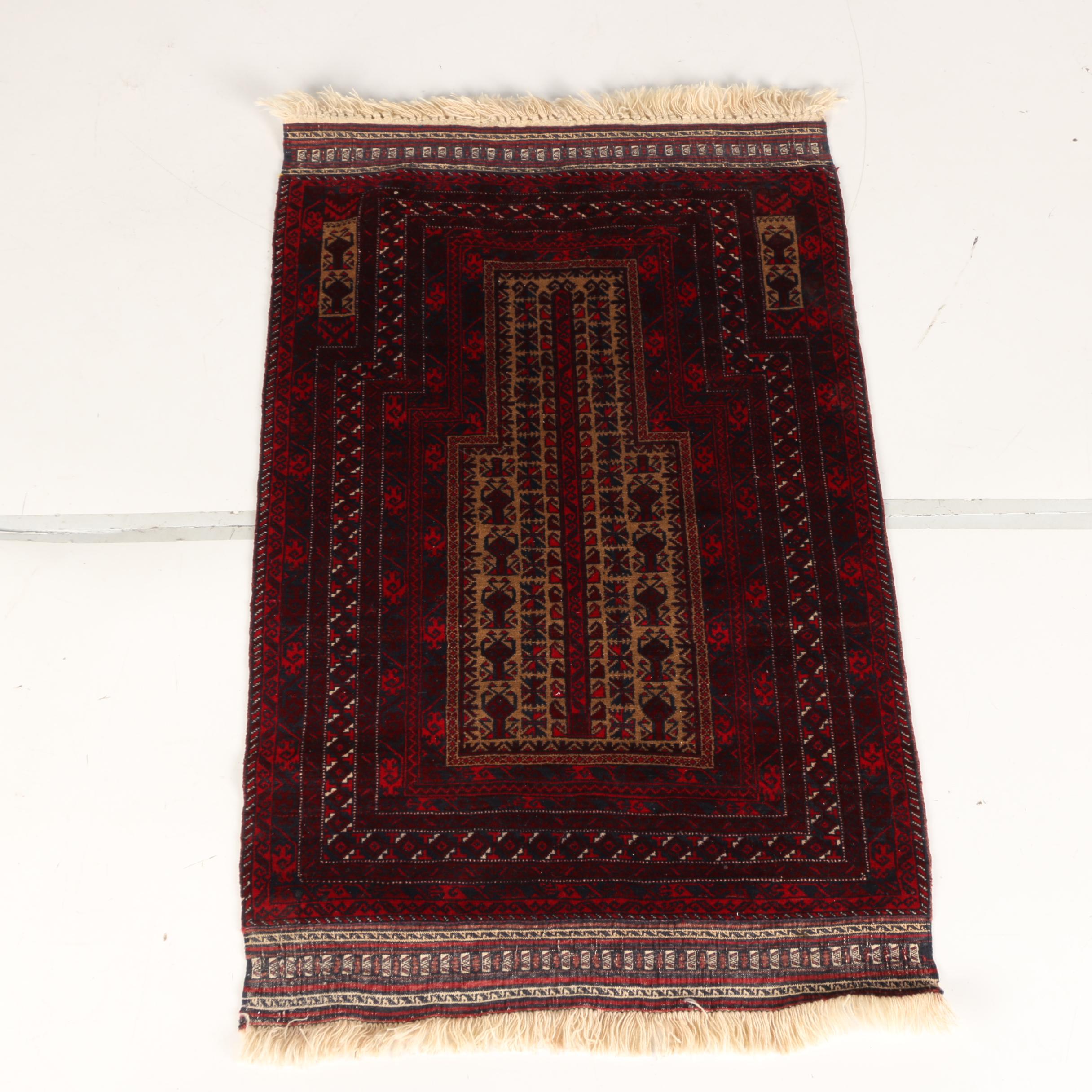 Hand-Knotted Baluch Prayer Rug