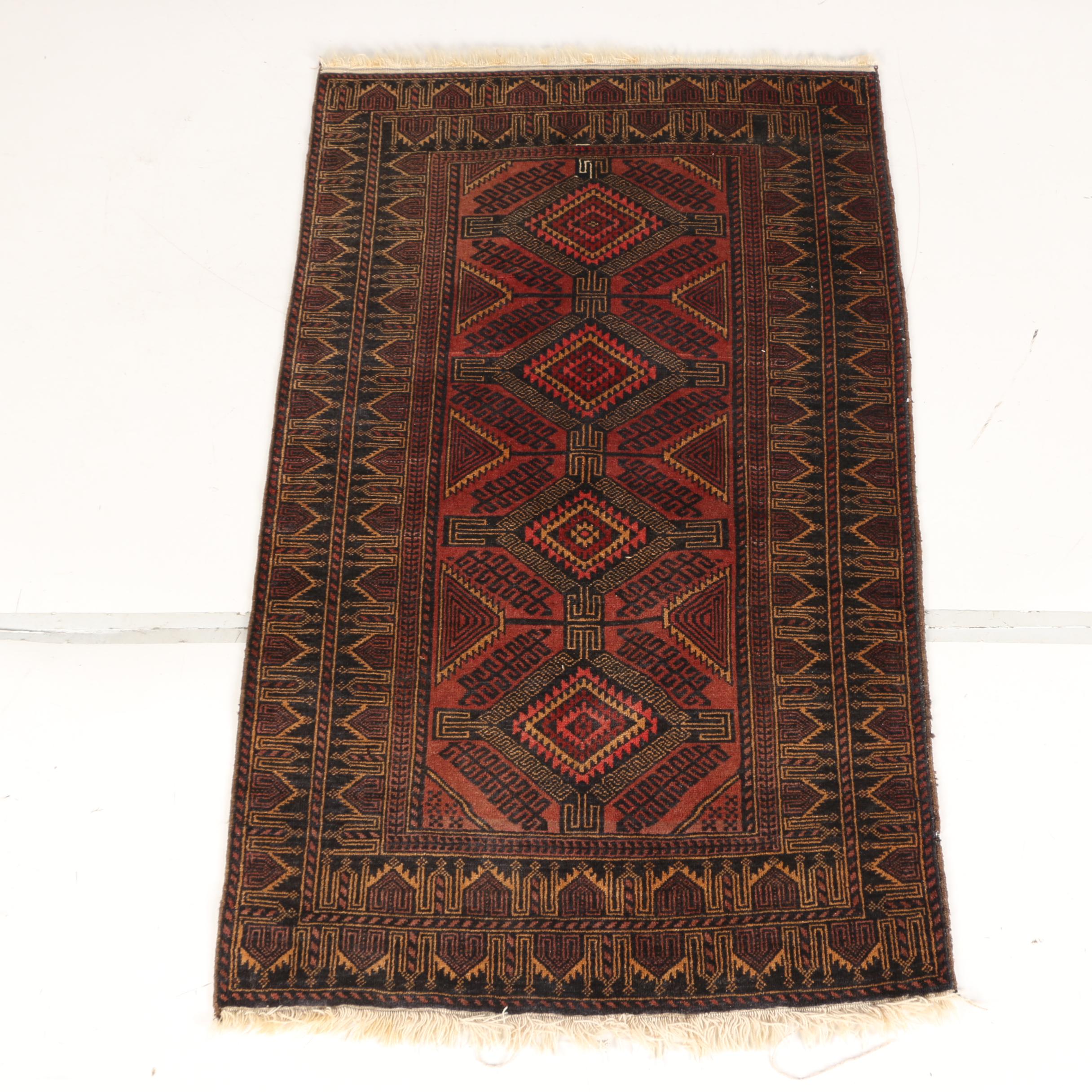 Hand-Knotted Bokhara-Style Wool Area Rug