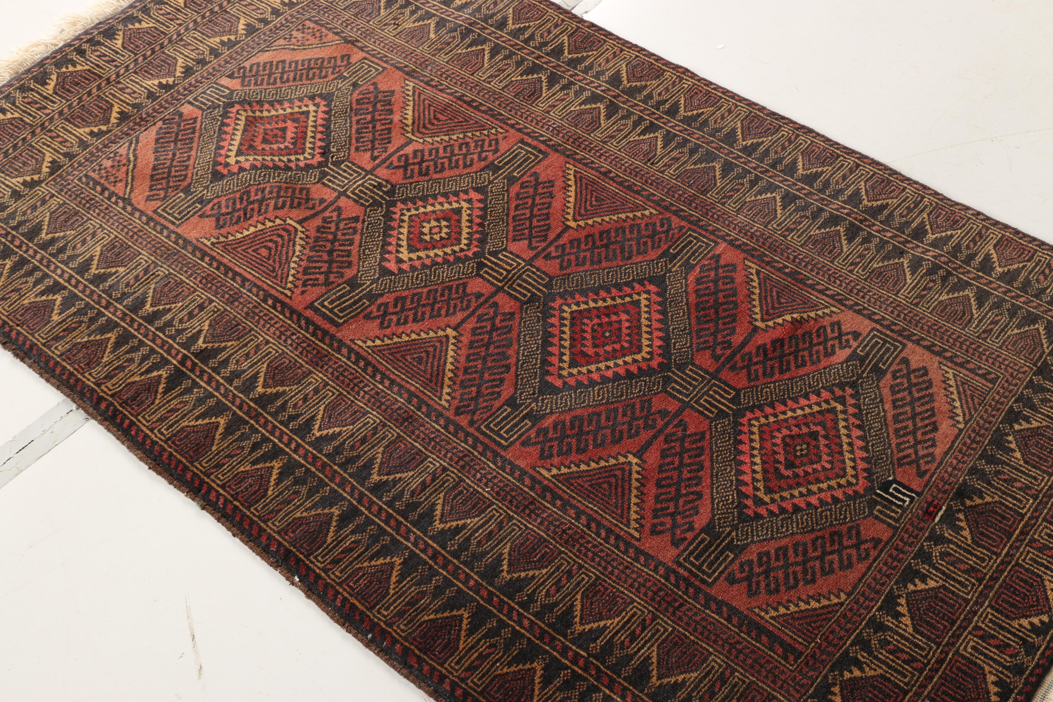 Hand-Knotted Bokhara-Style Wool Area Rug