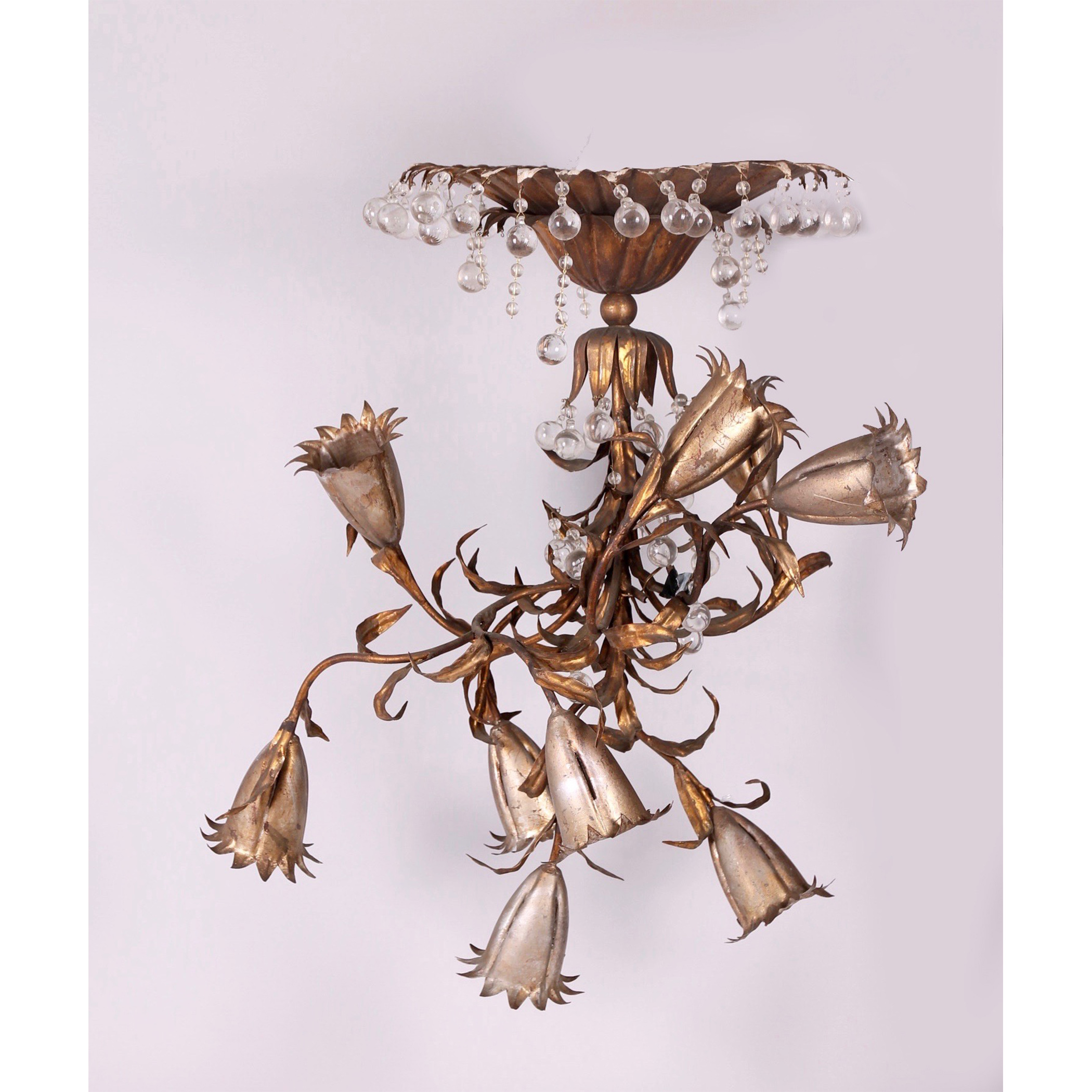 Vintage Italian Floriform Tole Chandelier