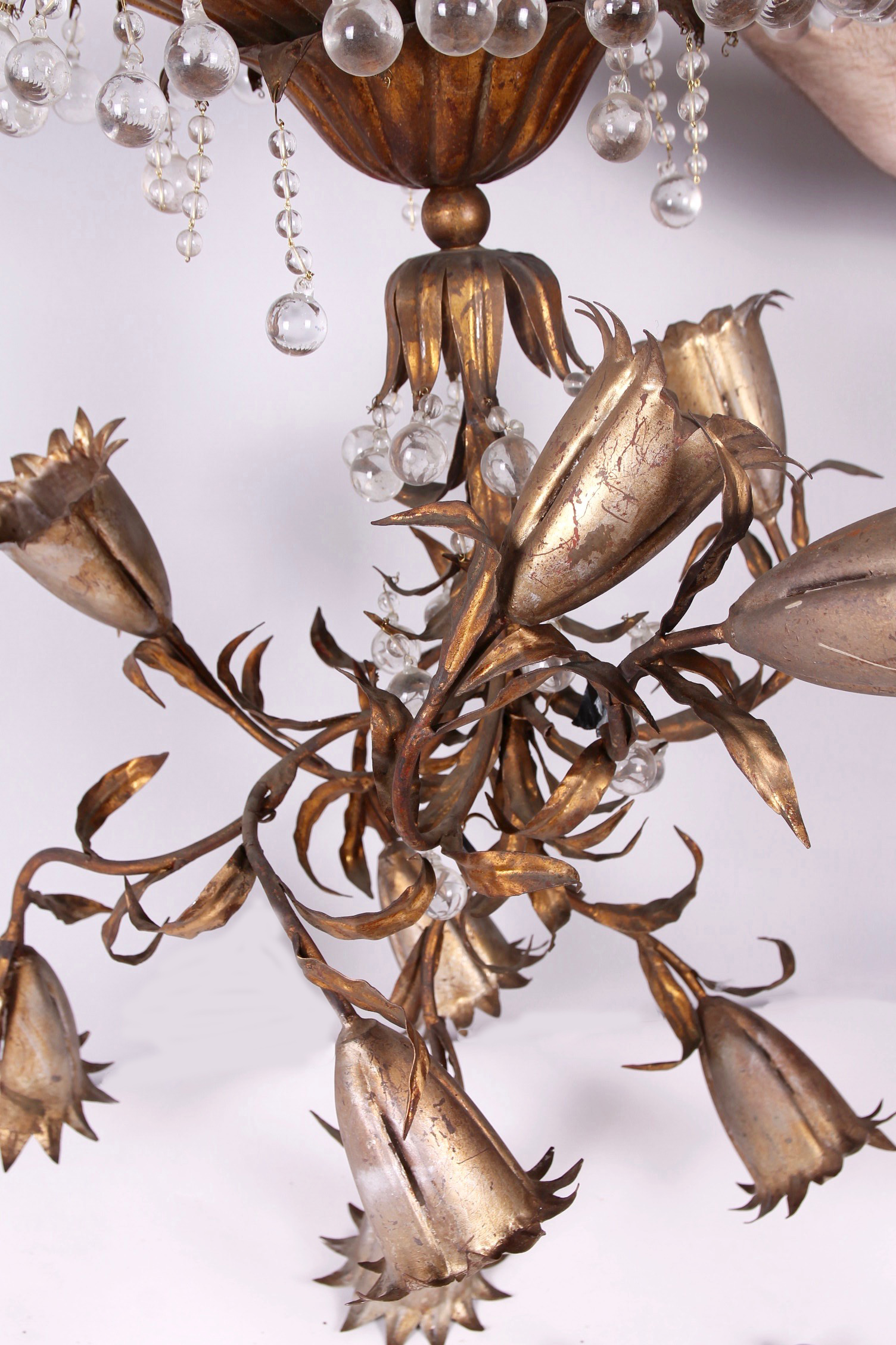 Vintage Italian Floriform Tole Chandelier