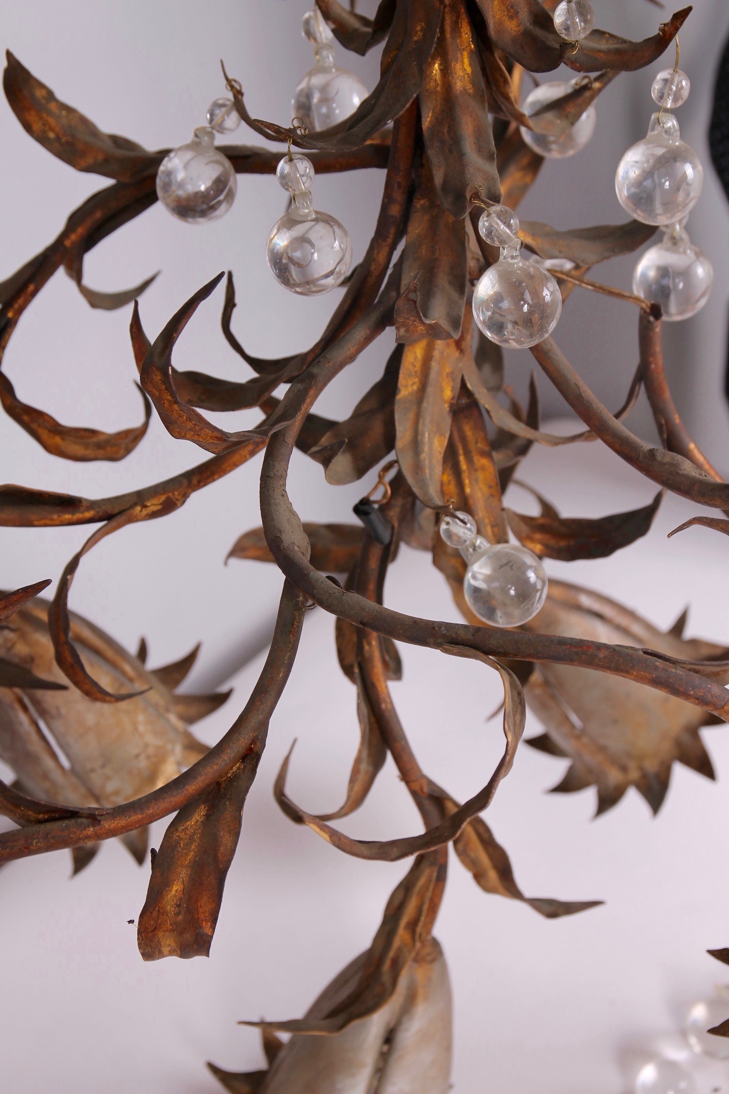Vintage Italian Floriform Tole Chandelier