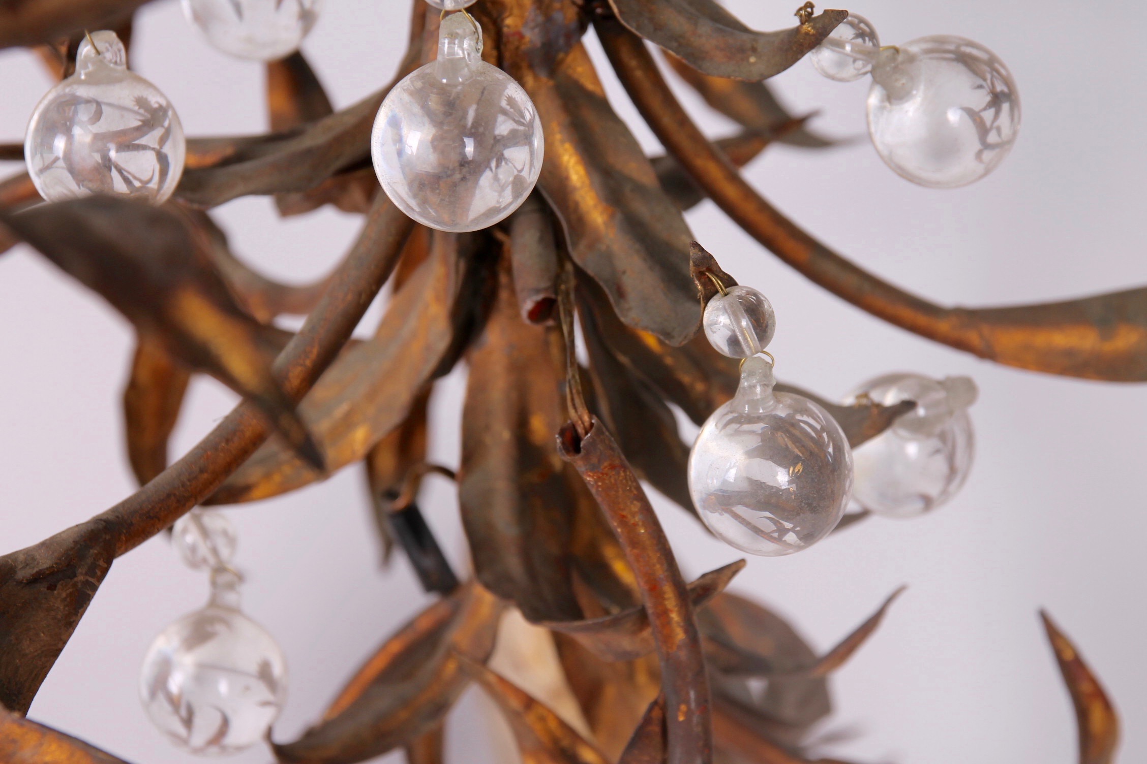 Vintage Italian Floriform Tole Chandelier