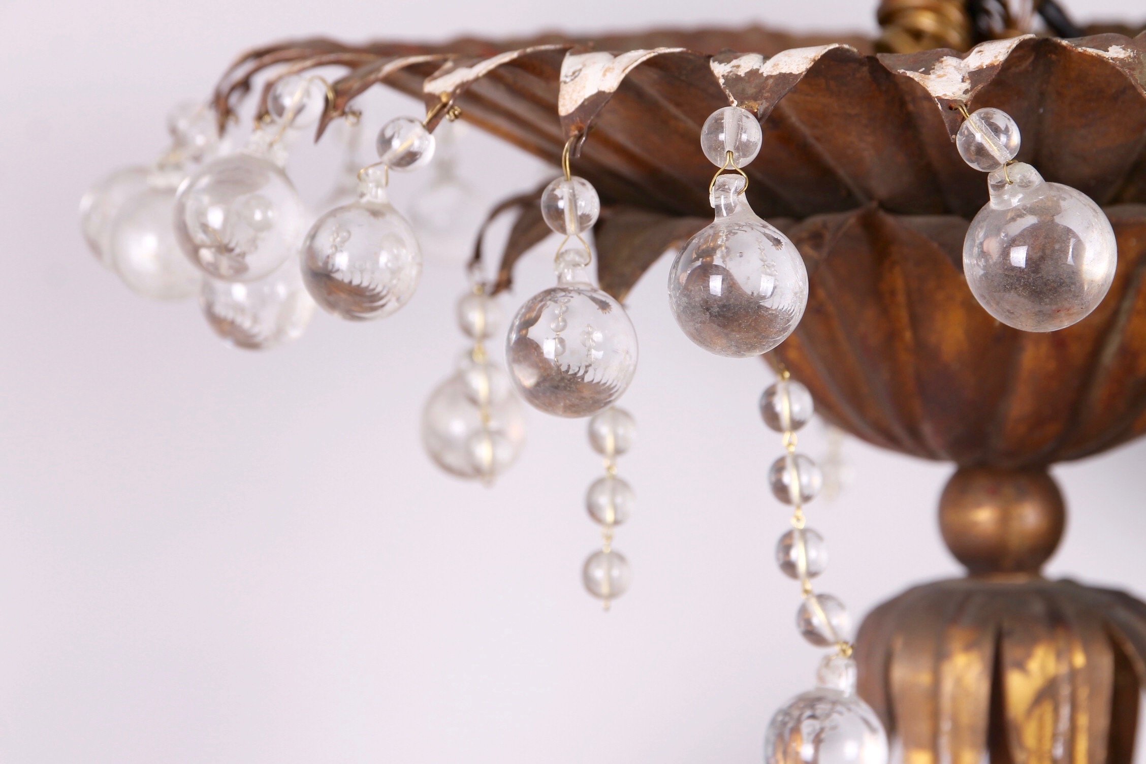 Vintage Italian Floriform Tole Chandelier