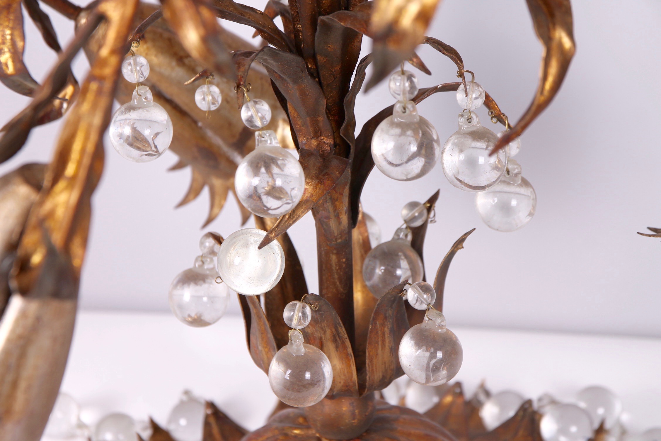 Vintage Italian Floriform Tole Chandelier