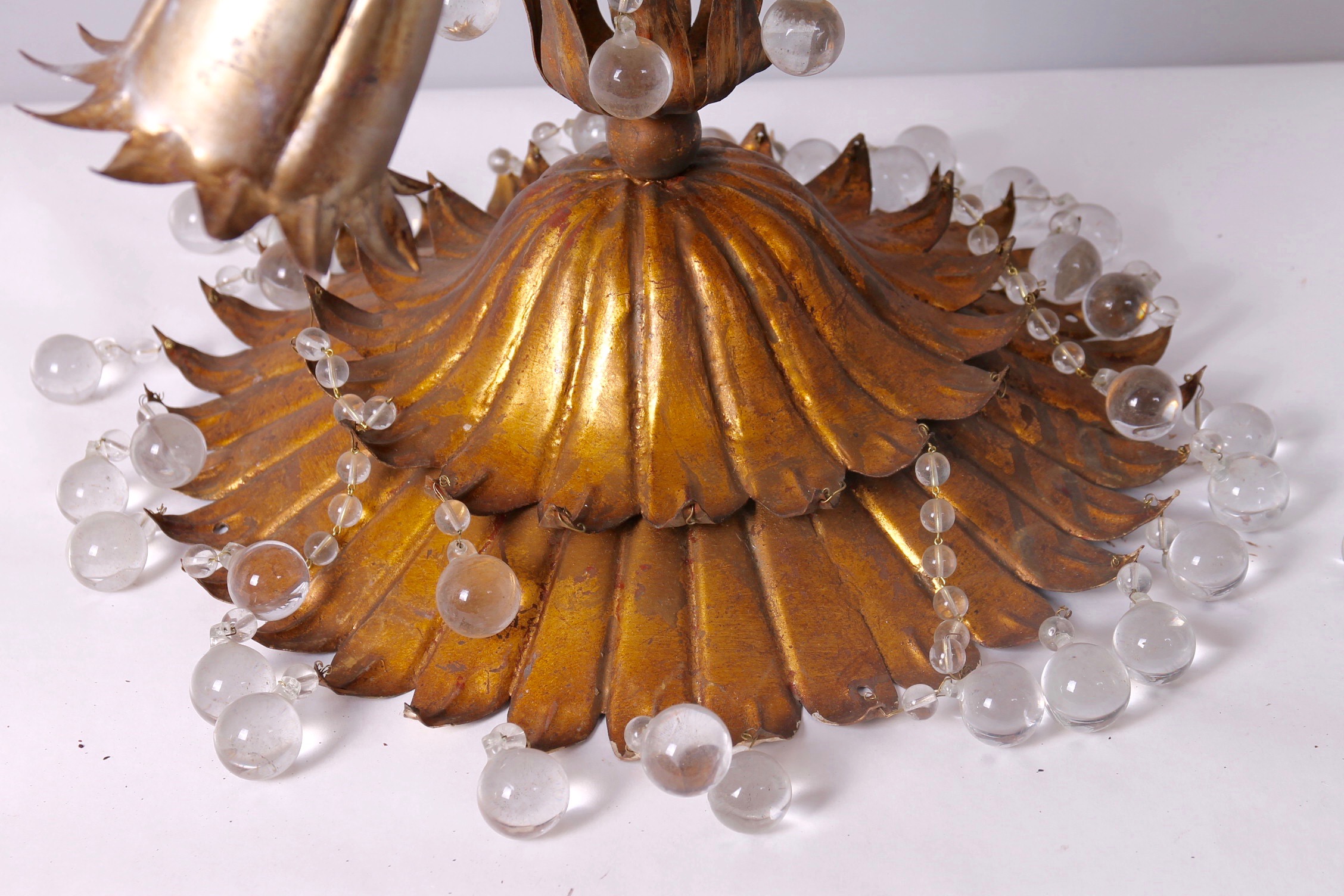 Vintage Italian Floriform Tole Chandelier