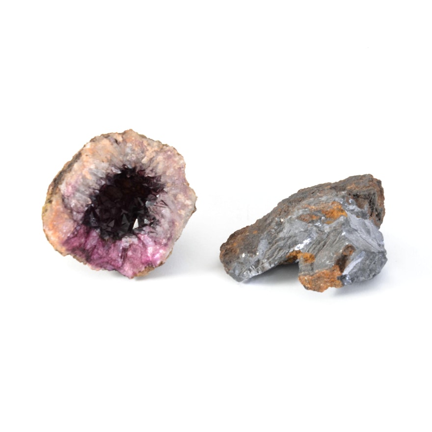 Amethyst Geode and Galena Specimen