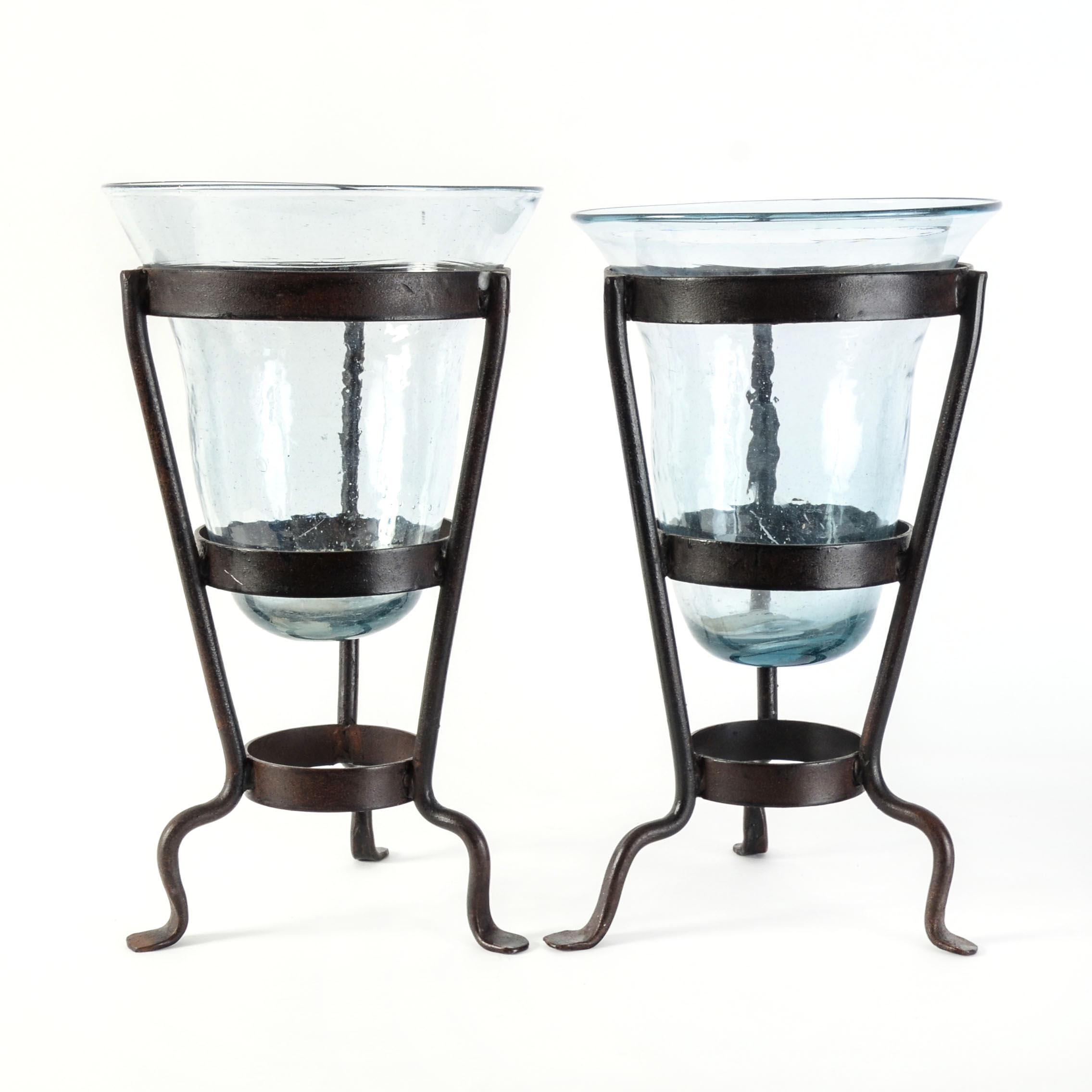 Wrought Iron and Glass Plant Stands