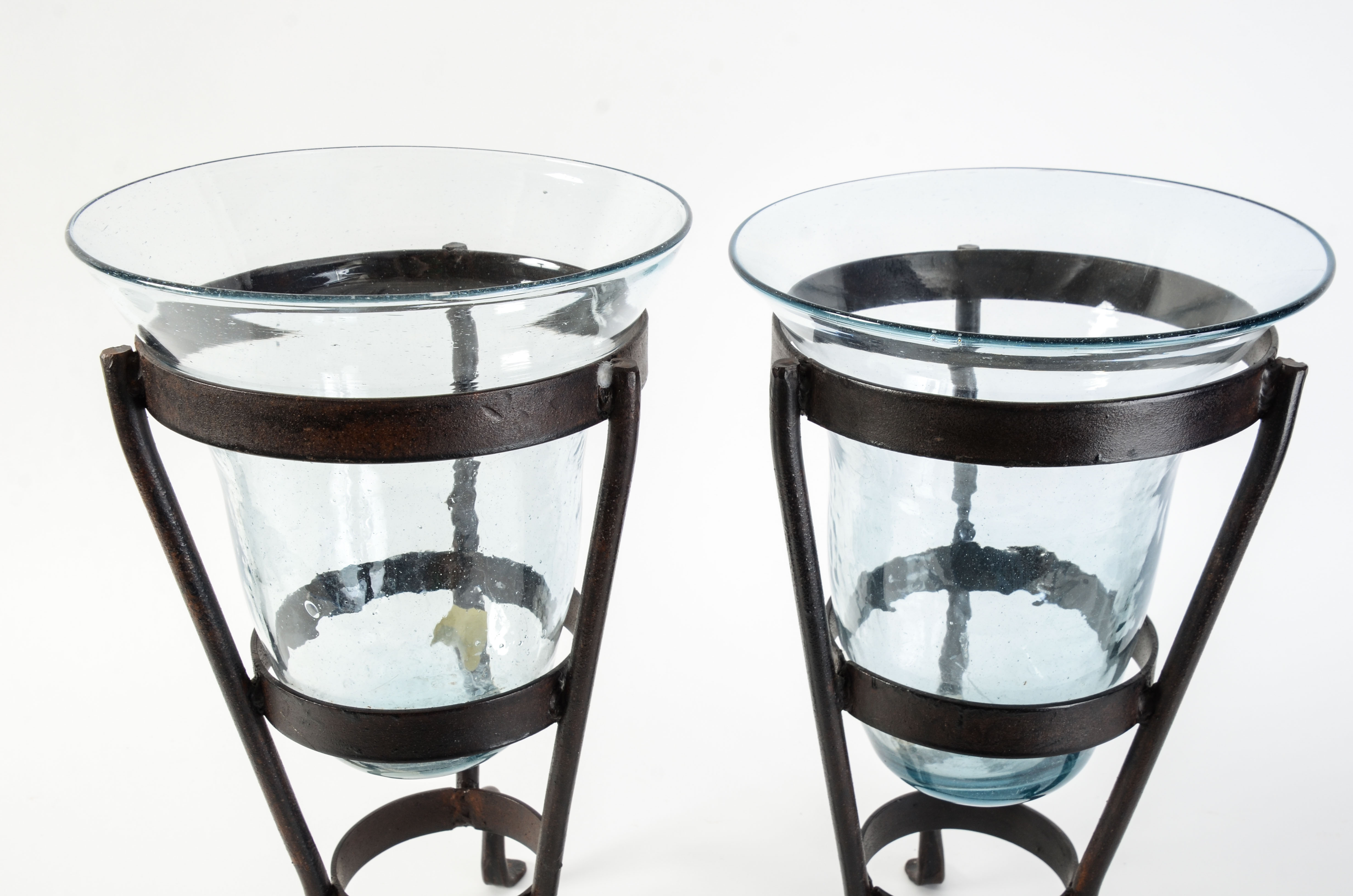Wrought Iron and Glass Plant Stands