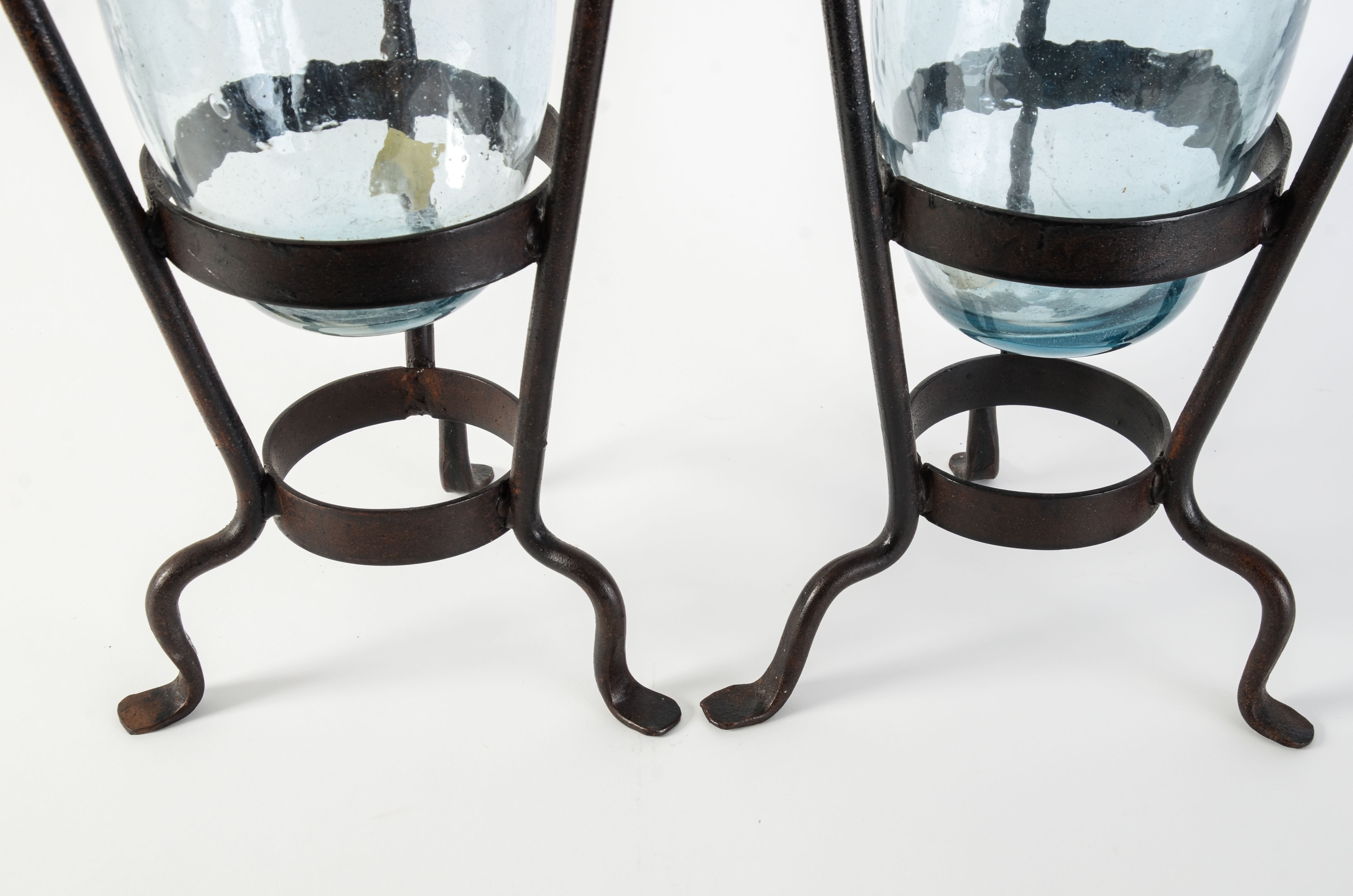 Wrought Iron and Glass Plant Stands