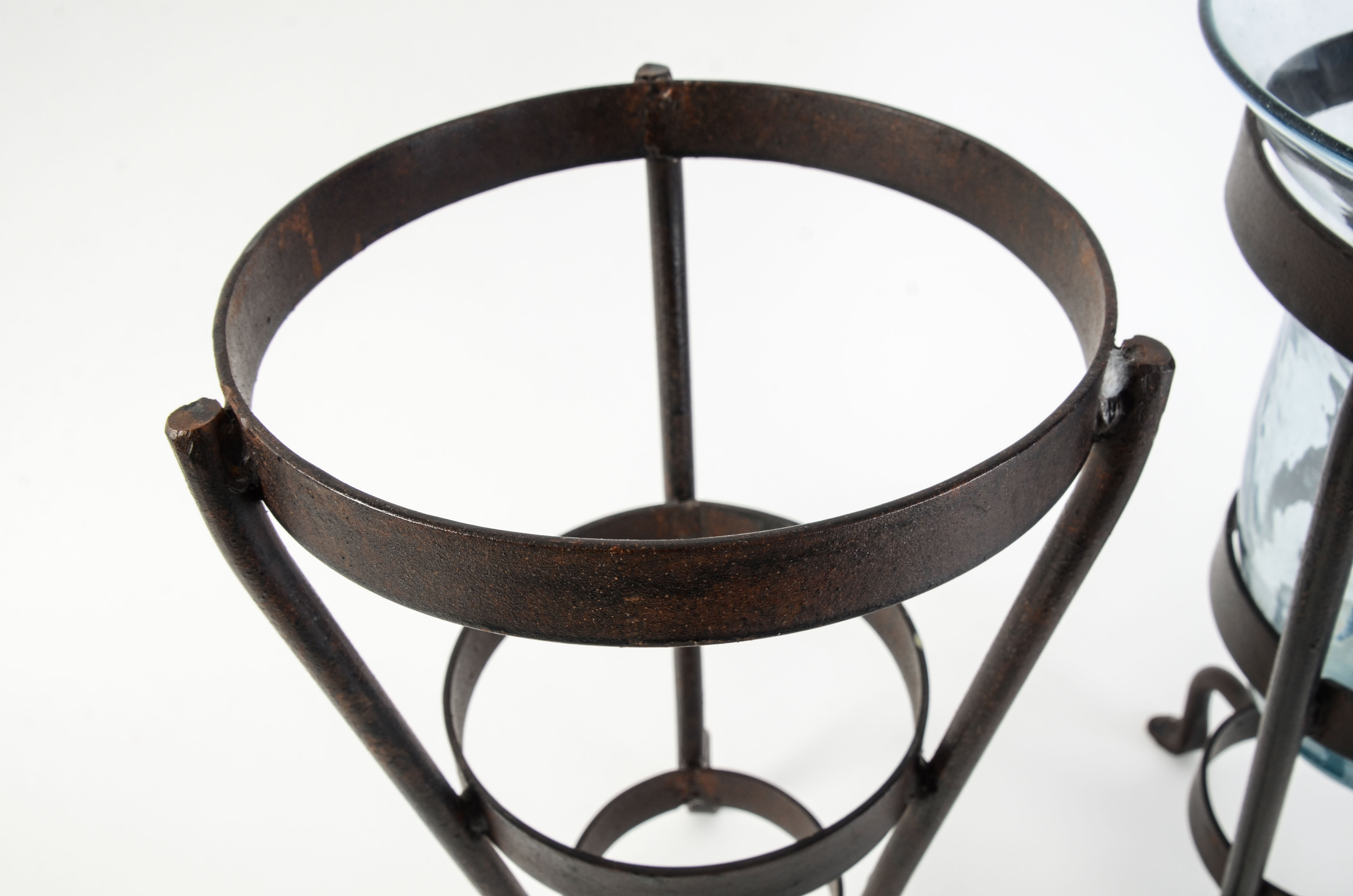Wrought Iron and Glass Plant Stands