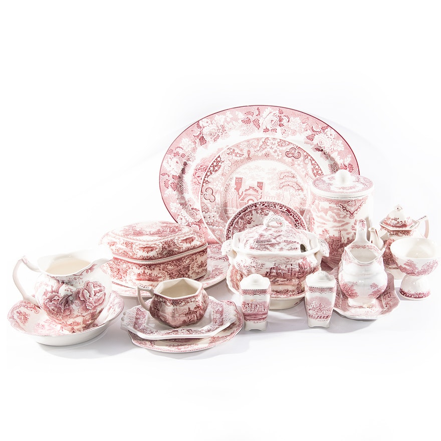 Collection of Red Transferware