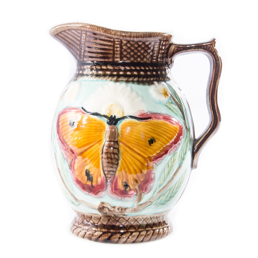 Majolica Moth Pitcher