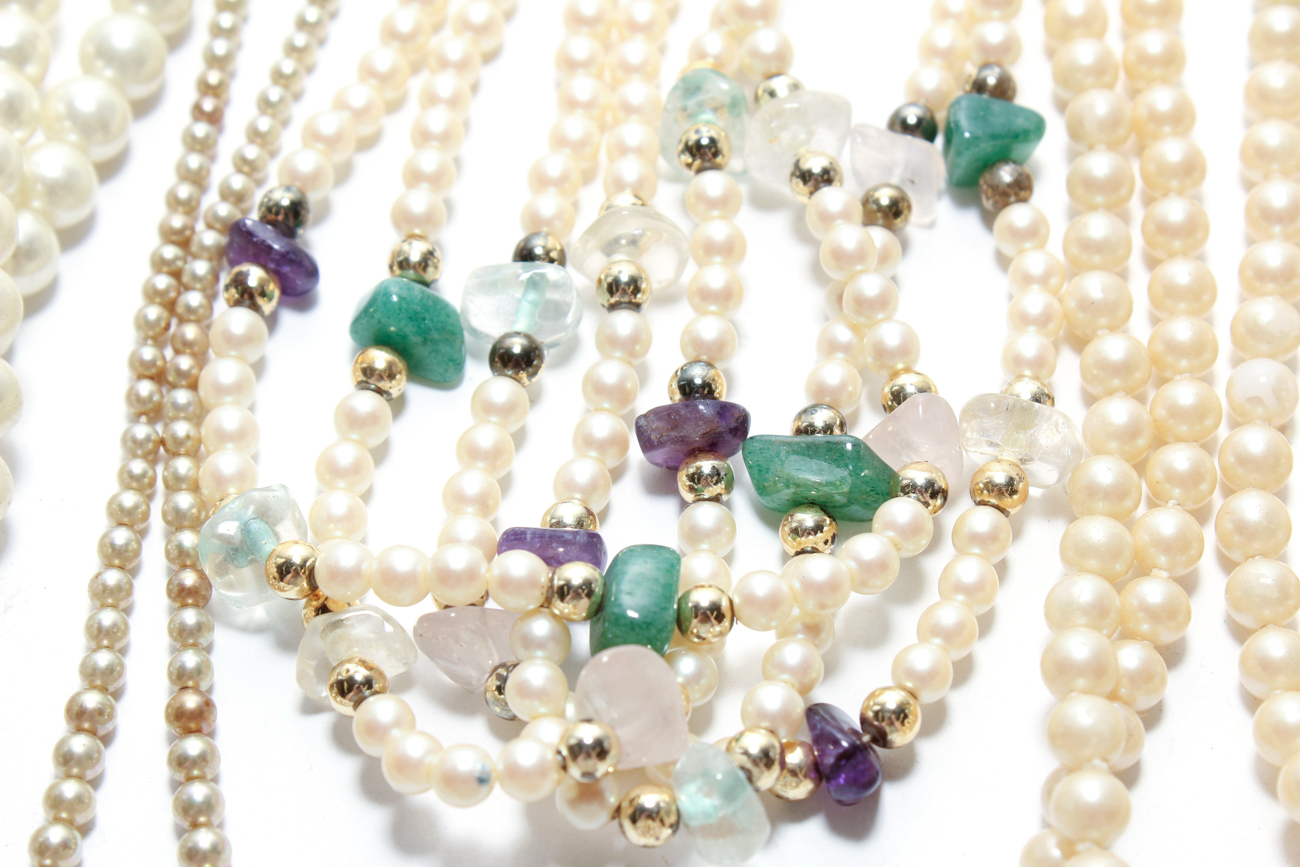 Large Collection Of Faux Pearl Jewelry