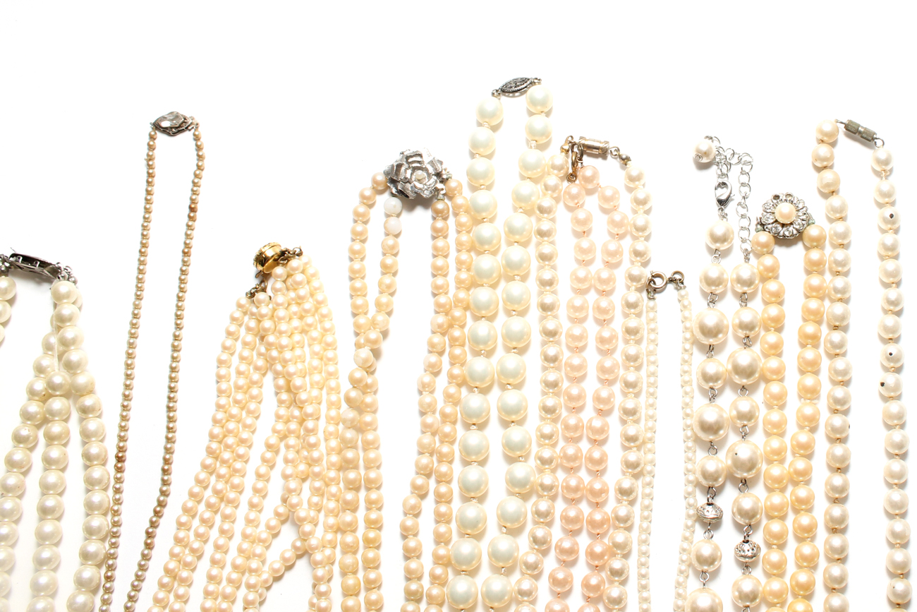 Large Collection Of Faux Pearl Jewelry