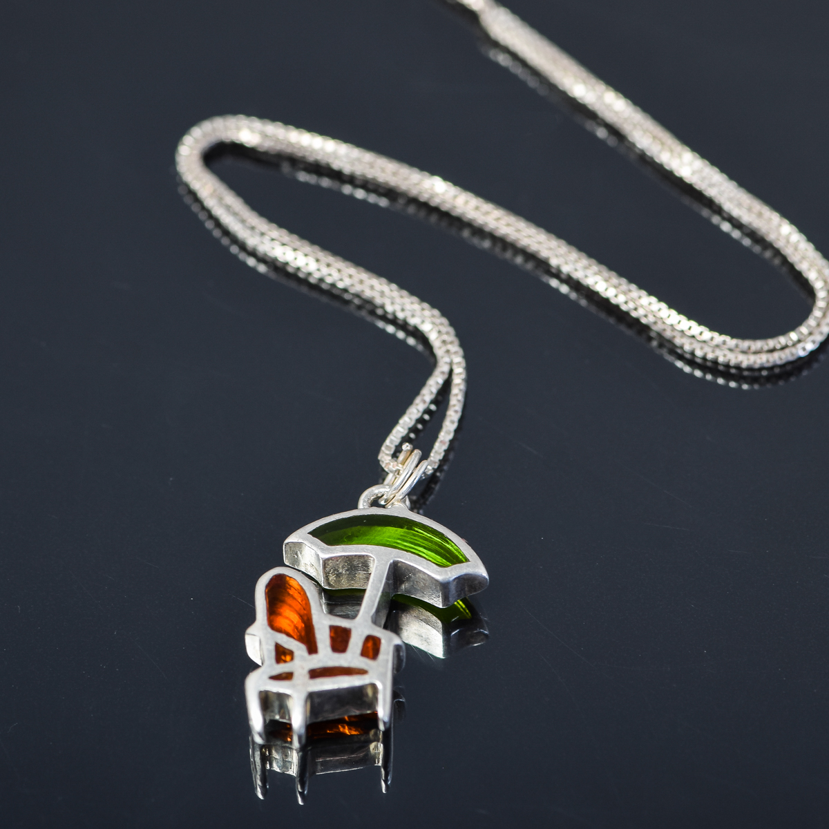 Sterling Silver and Glass Pendant with Silver Box Chain