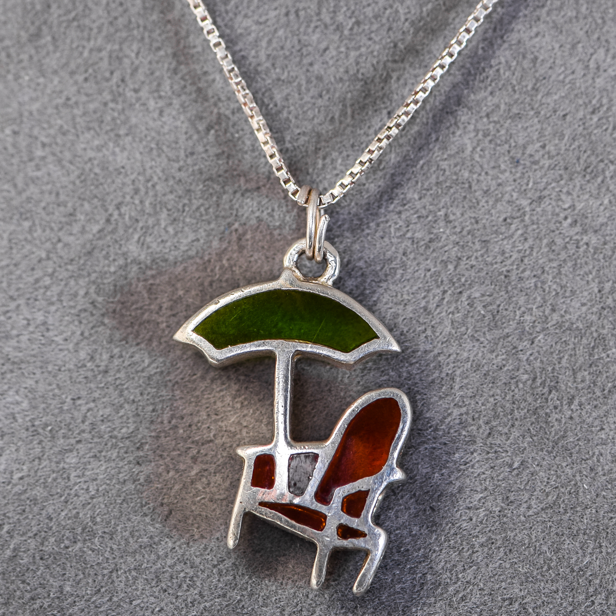 Sterling Silver and Glass Pendant with Silver Box Chain