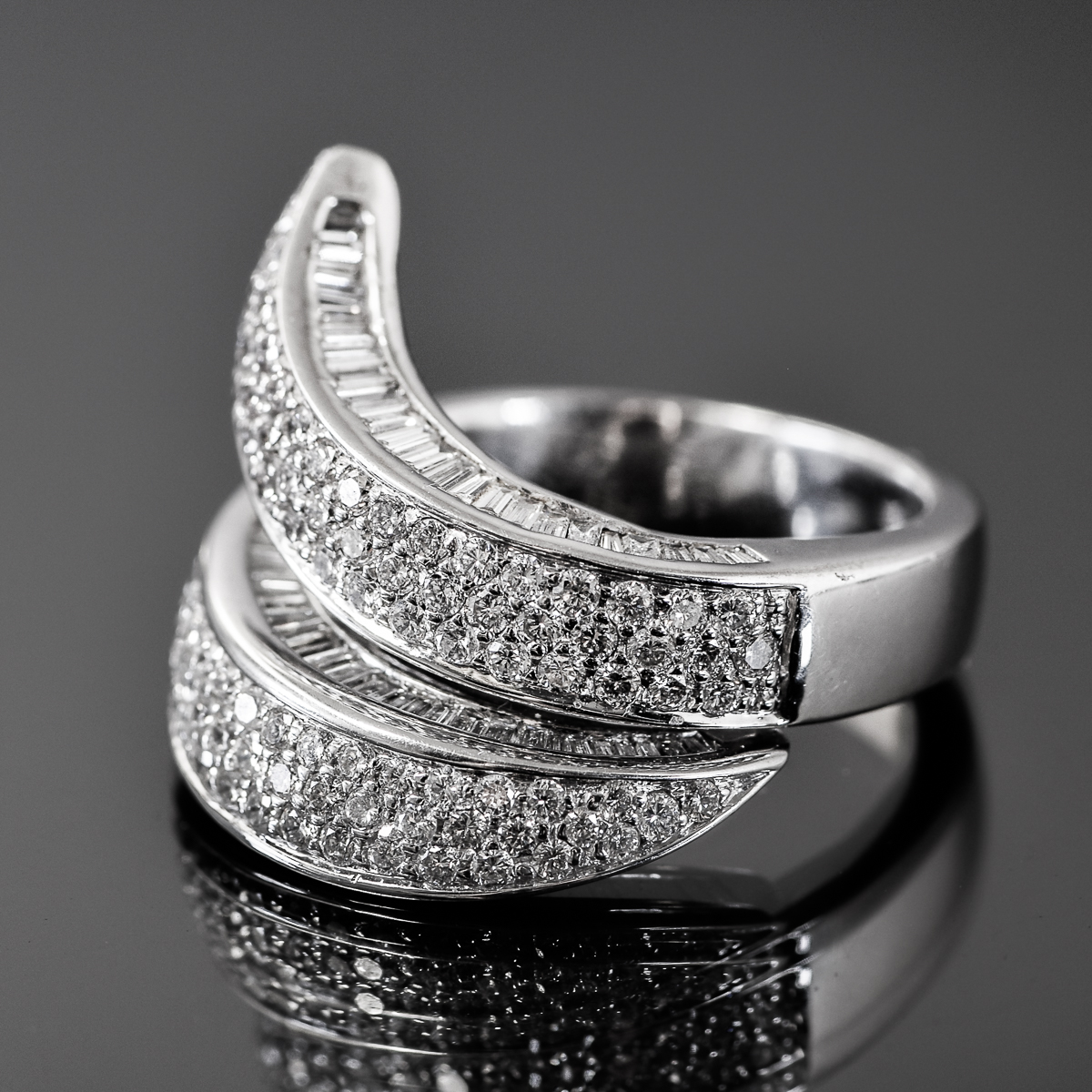 18K White Gold and 3.20 CTW Diamond Bypass Ring