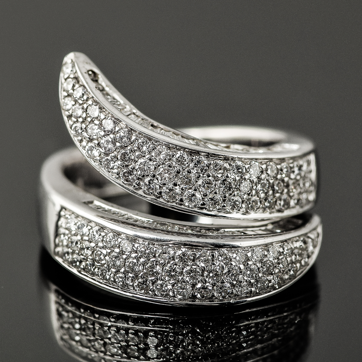 18K White Gold and 3.20 CTW Diamond Bypass Ring