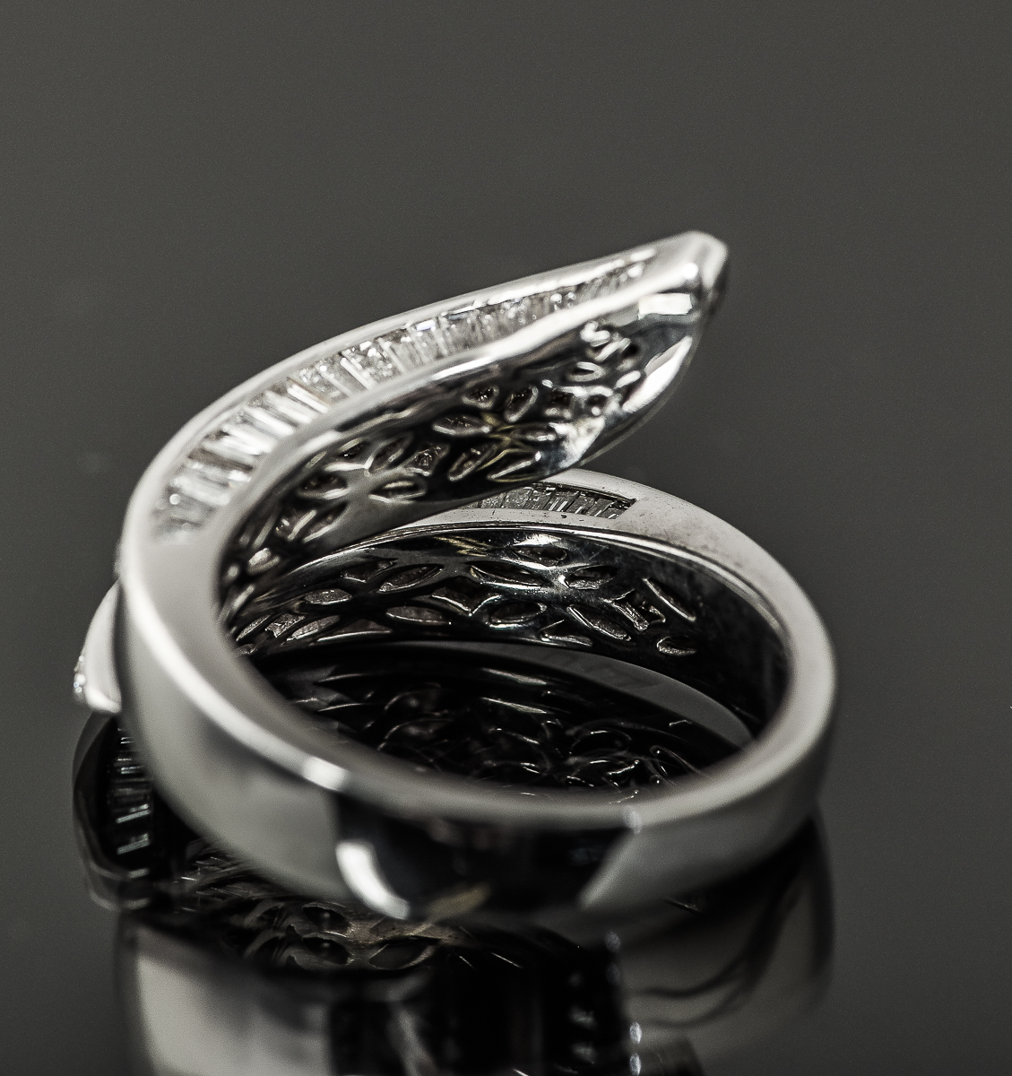 18K White Gold and 3.20 CTW Diamond Bypass Ring