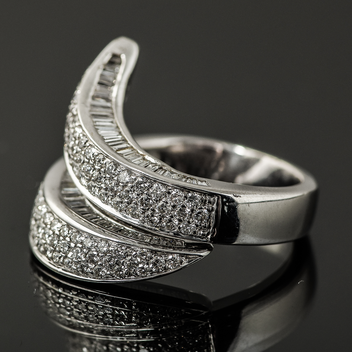 18K White Gold and 3.20 CTW Diamond Bypass Ring