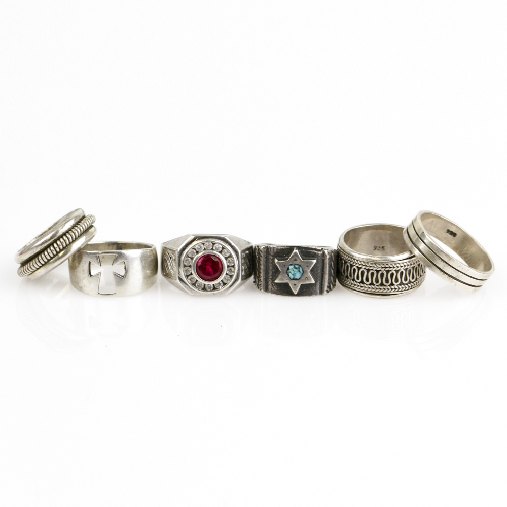 Assortment of Men's Sterling Silver Bands
