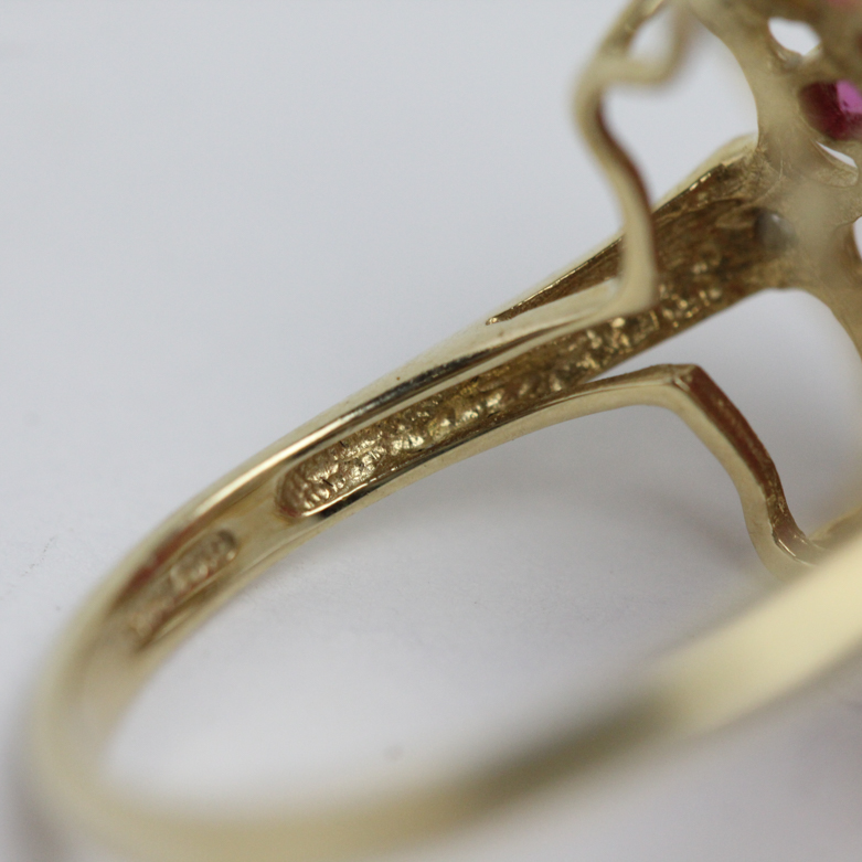 14K Yellow Gold, Ruby, and Diamond Cocktail Ring