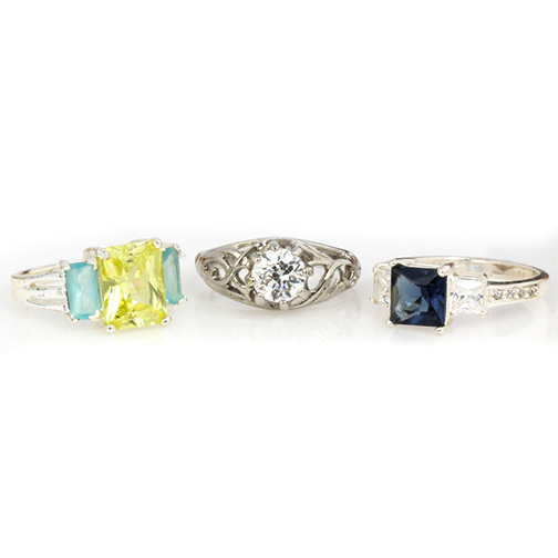 Collection of Sterling Silver and Cubic Zirconia Rings