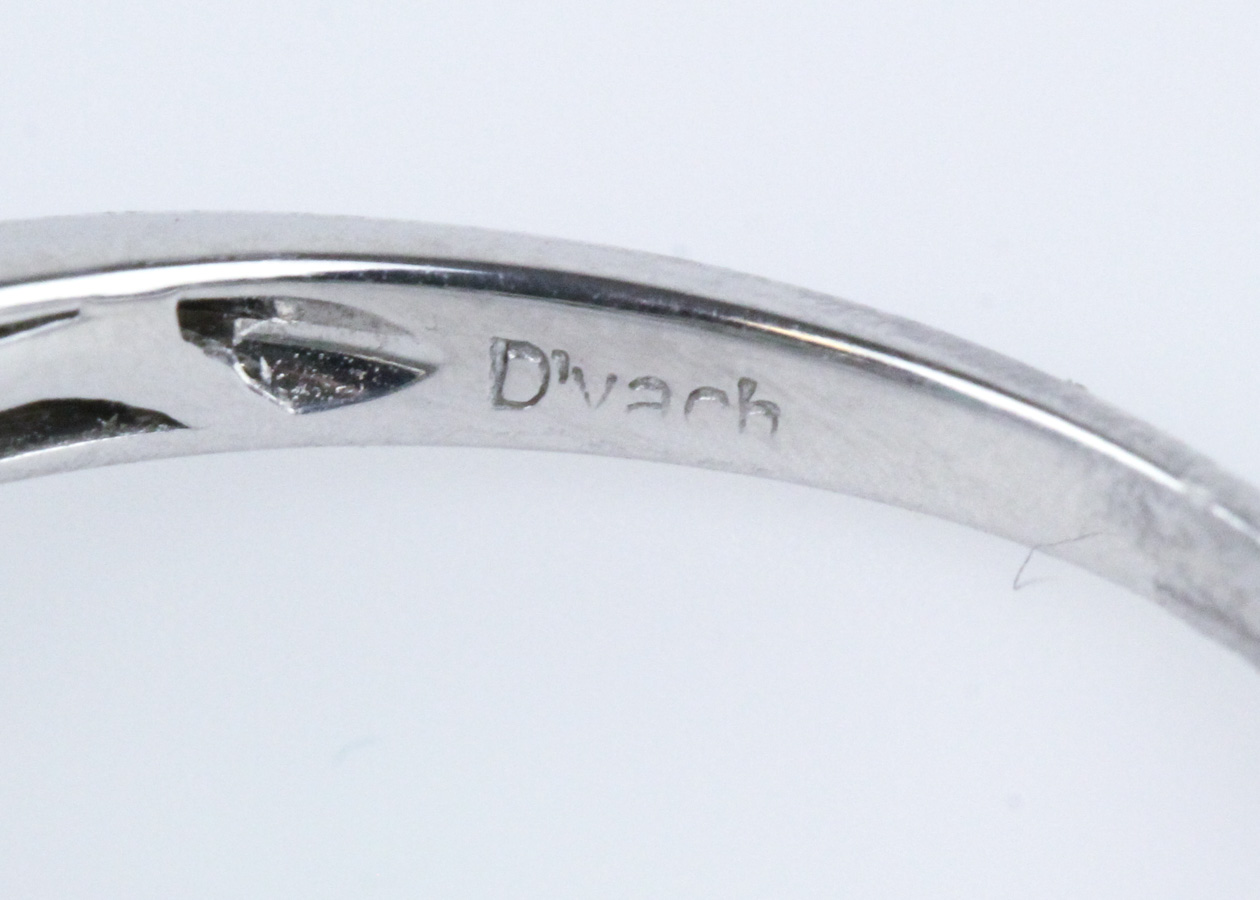 D'Vach 18K White Gold Emerald and Diamond Ring