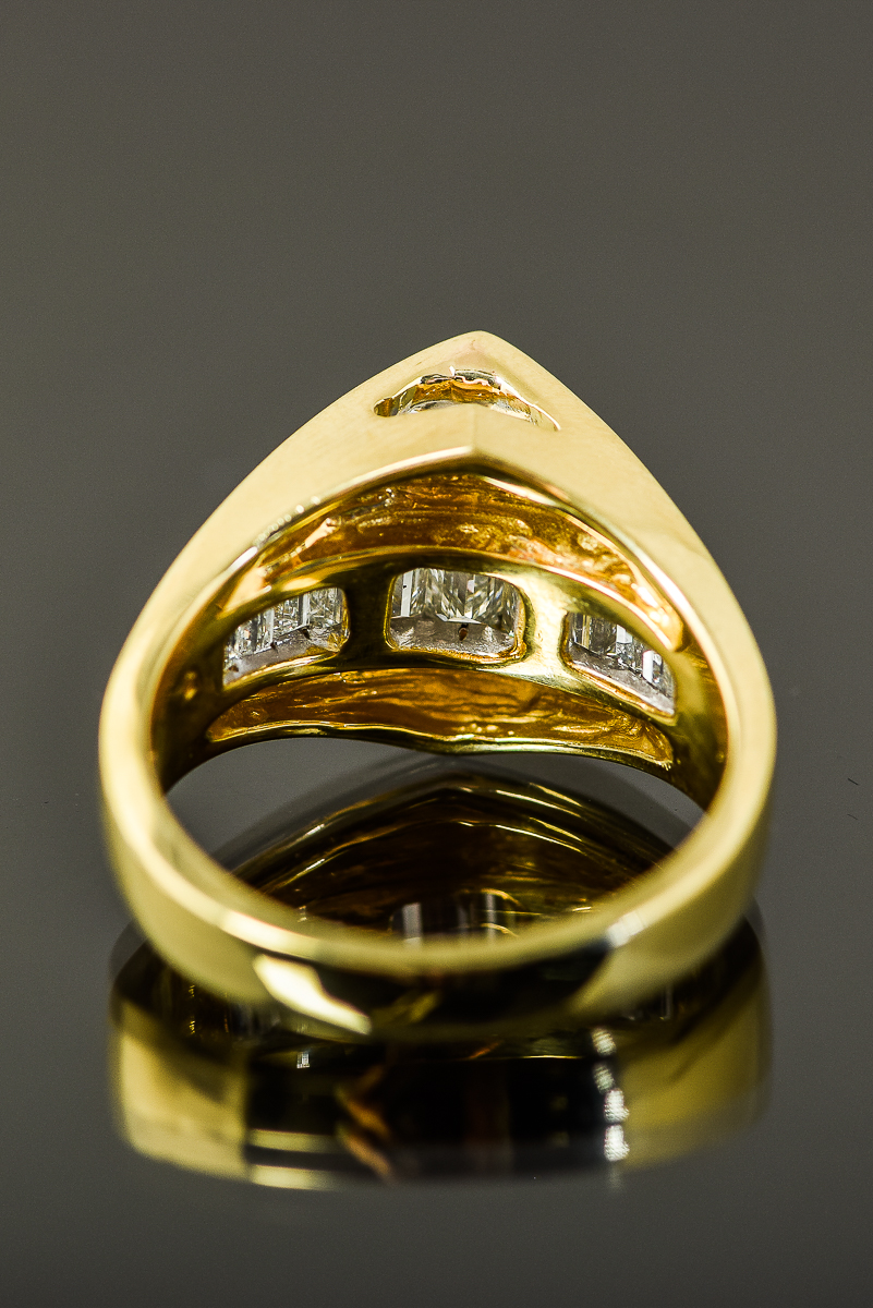18K Yellow Gold and 1.71 CTW Diamond Cathedral Ring
