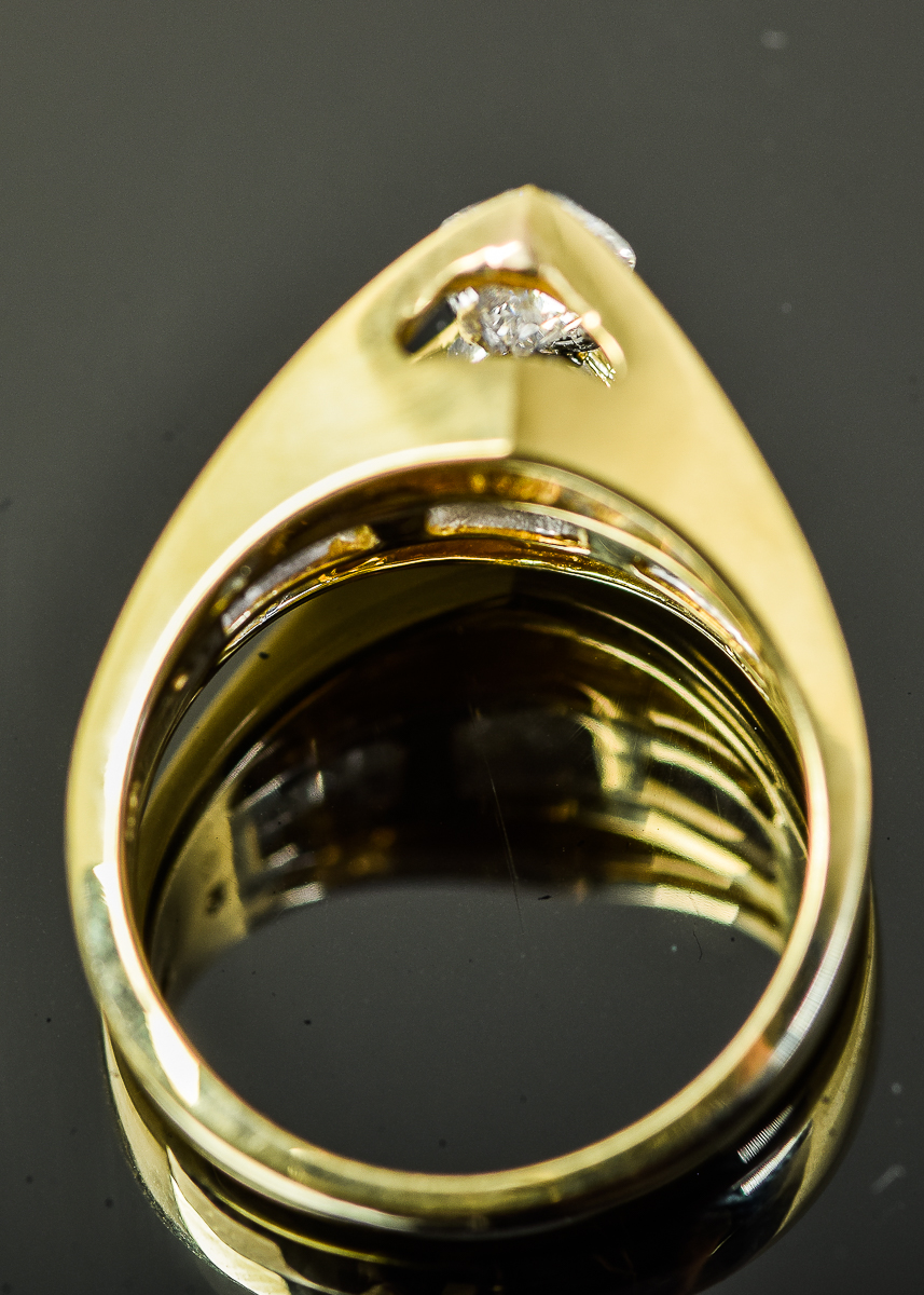 18K Yellow Gold and 1.71 CTW Diamond Cathedral Ring
