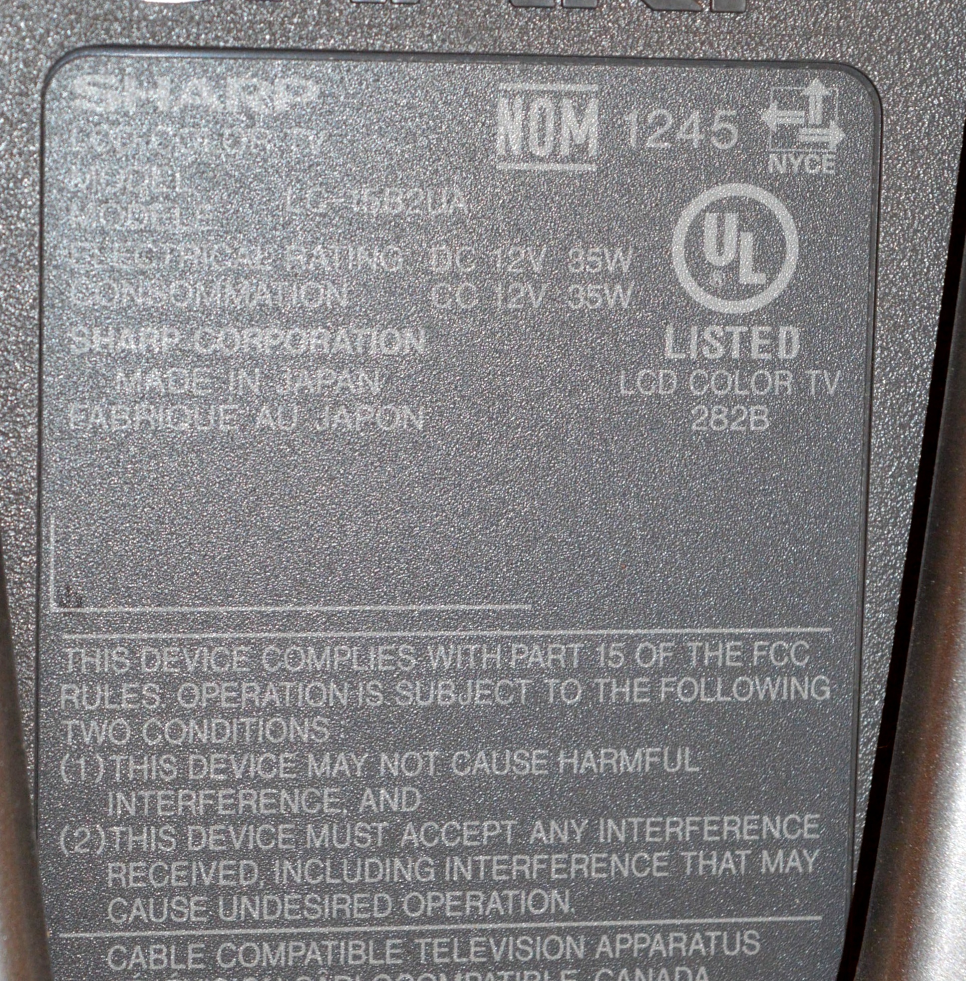 Sharp Aquos LCD 15" Television