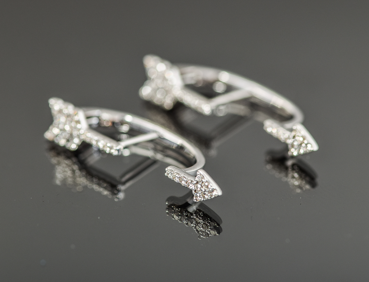 Pair of 14K White Gold and Diamond Arrow Earring Jackets