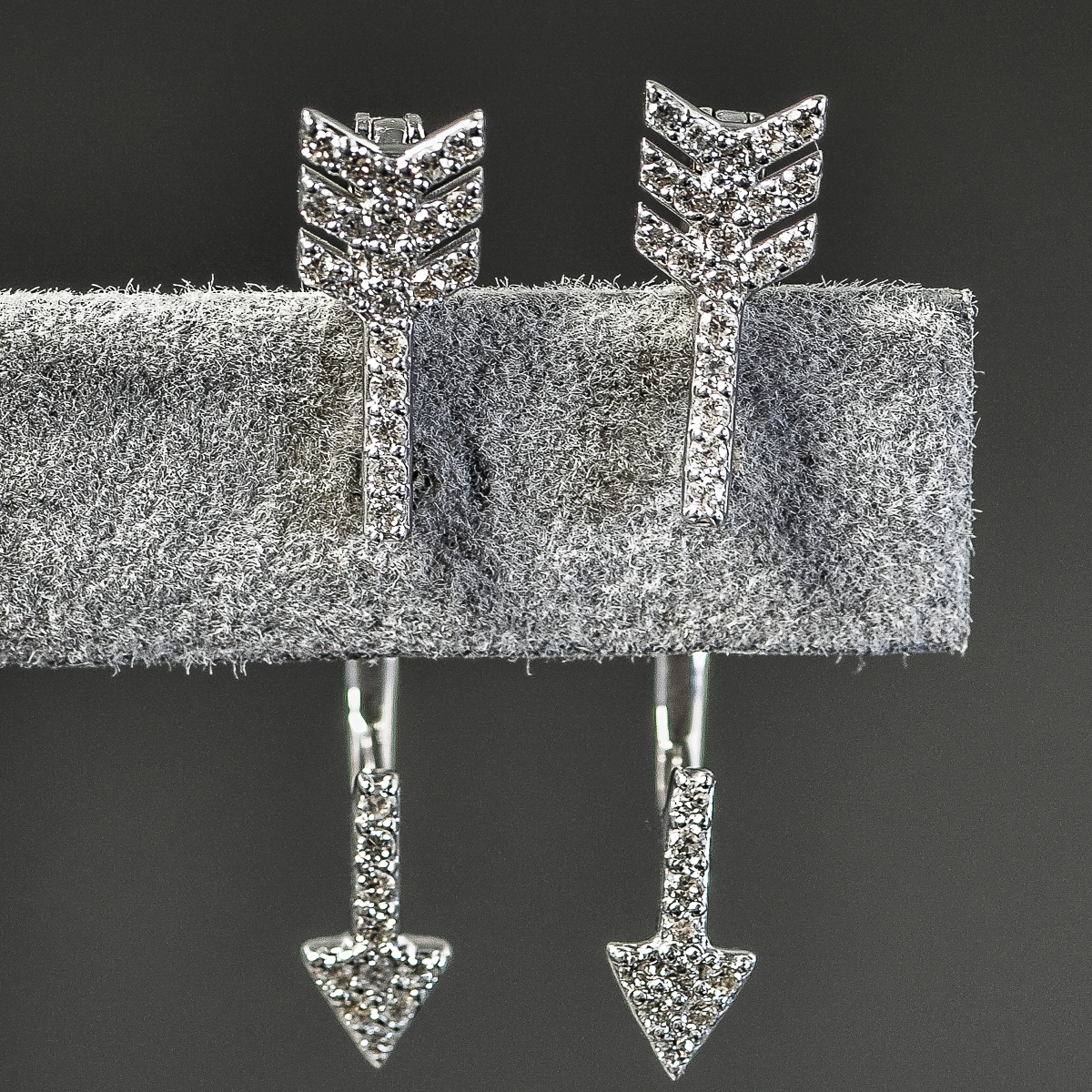 Pair of 14K White Gold and Diamond Arrow Earring Jackets