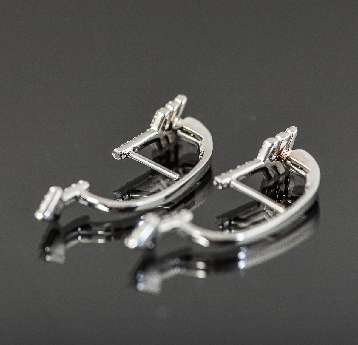 Pair of 14K White Gold and Diamond Arrow Earring Jackets