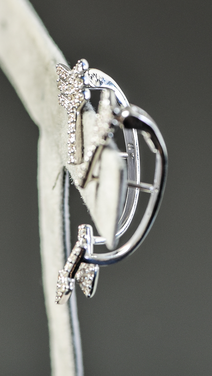 Pair of 14K White Gold and Diamond Arrow Earring Jackets