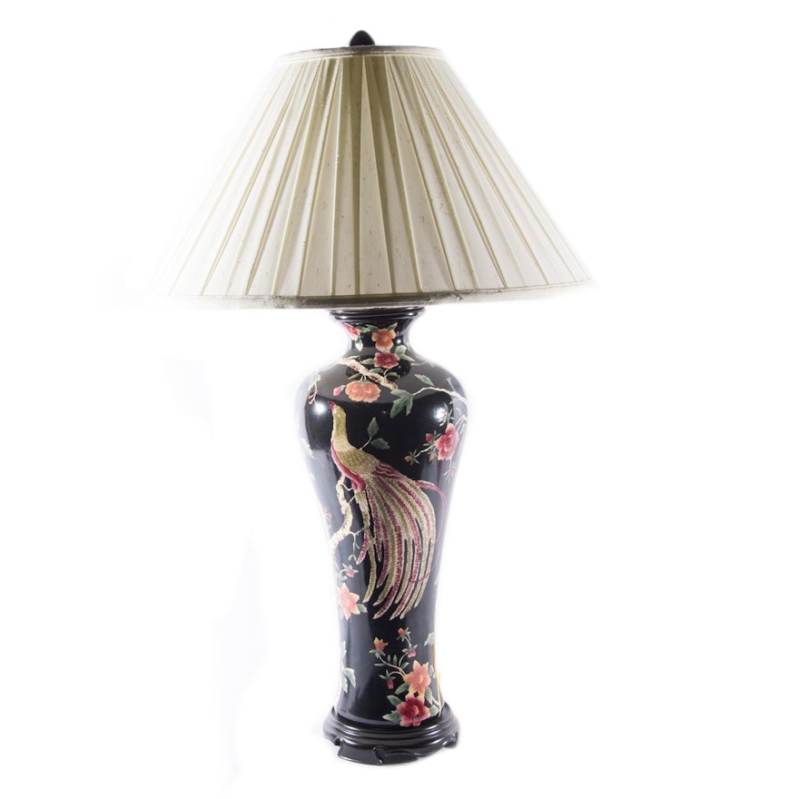 Oriental Accent Black Ceramic Lamp